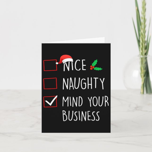 Nice Naughty Mind Your Business Christmas Family M Card (Front)