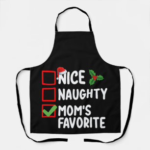 Nice Naughty Mum's Favourite Christmas List Family Apron