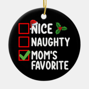 Nice Naughty Mum's Favourite Christmas List Family Ceramic Tree Decoration