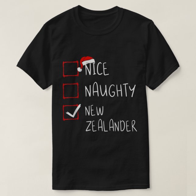 Nice Naughty New Zealander Christmas New Zealand H T-Shirt (Design Front)