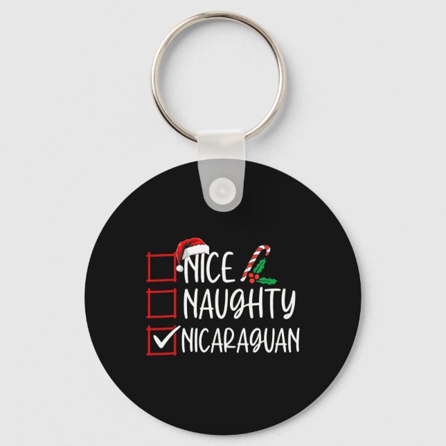 Nice Naughty Nicaraguan Christmas List Santa Claus Key Ring (Front)