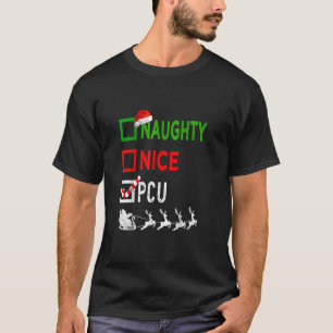 Nice Naughty Nurse PCU Nurse Santa Hat Christmas T-Shirt