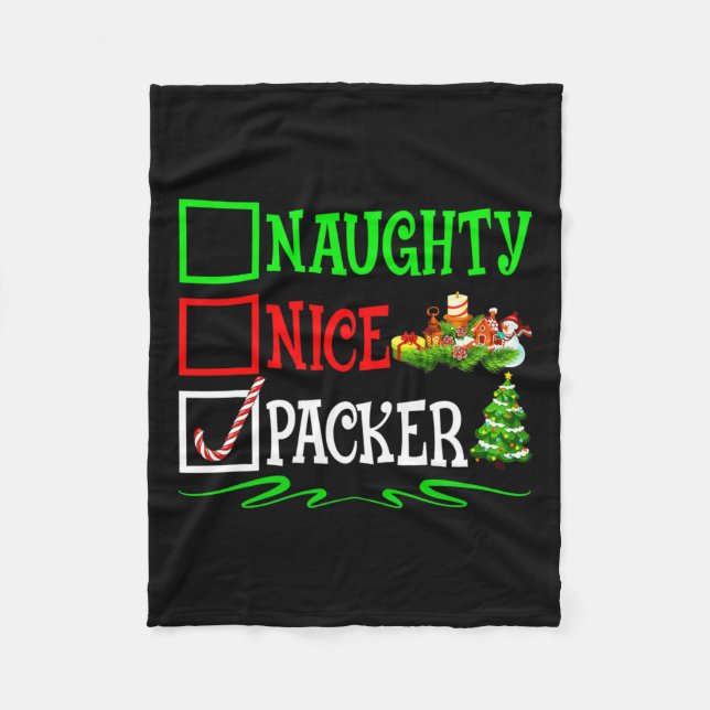 Nice Naughty Packer Santa Christmas List  Fleece Blanket (Front)