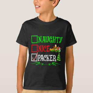 Nice Naughty Packer Santa Christmas List  T-Shirt