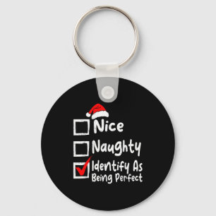 Nice Naughty Perfect Funny Christmas List Family M Key Ring
