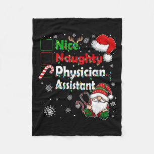 Nice Naughty Physician Istant Christmas Gnome Pa G Fleece Blanket