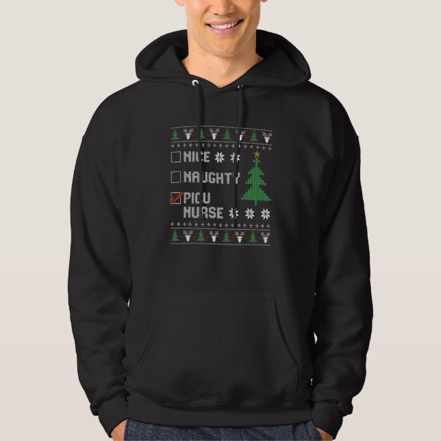 Nice Naughty PICU Nurse Ugly Christmas Sweater (Front)