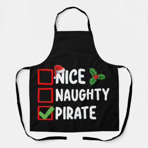 Nice Naughty Pirate Family Matching Christmas List Apron