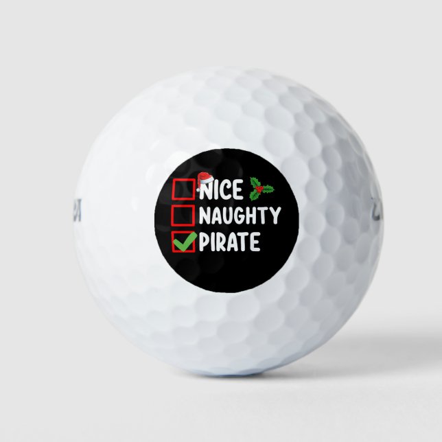 Nice Naughty Pirate Family Matching Christmas List Golf Balls (Front)