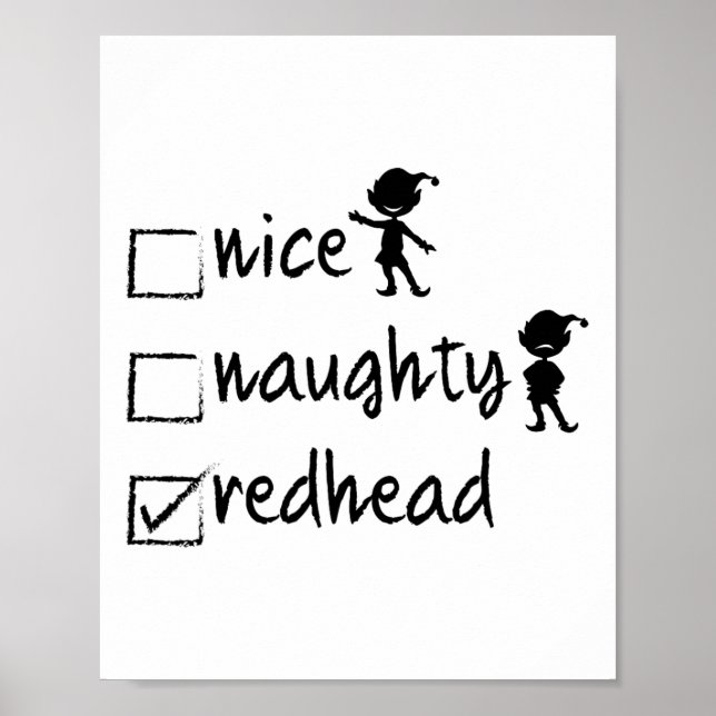 Nice Naughty Redhead - Xmas Gift Idea Funny Christ Poster (Front)
