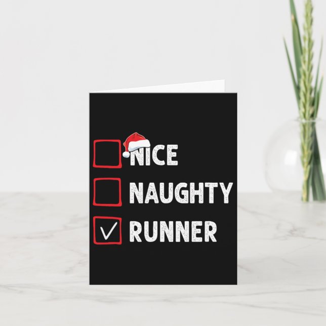 Nice Naughty Runner Running Womens Mens Funny Chri Card (Front)