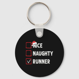 Nice Naughty Runner Running Womens Mens Funny Chri Key Ring