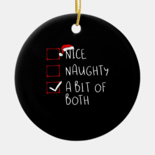 Nice Naughty Santa Hat Humor Vibe Ceramic Tree Decoration