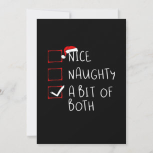 Nice Naughty Santa Hat Humor Vibe Holiday Card