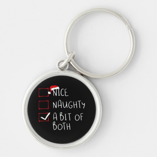 Nice Naughty Santa Hat Humor Vibe  Key Ring (Front)