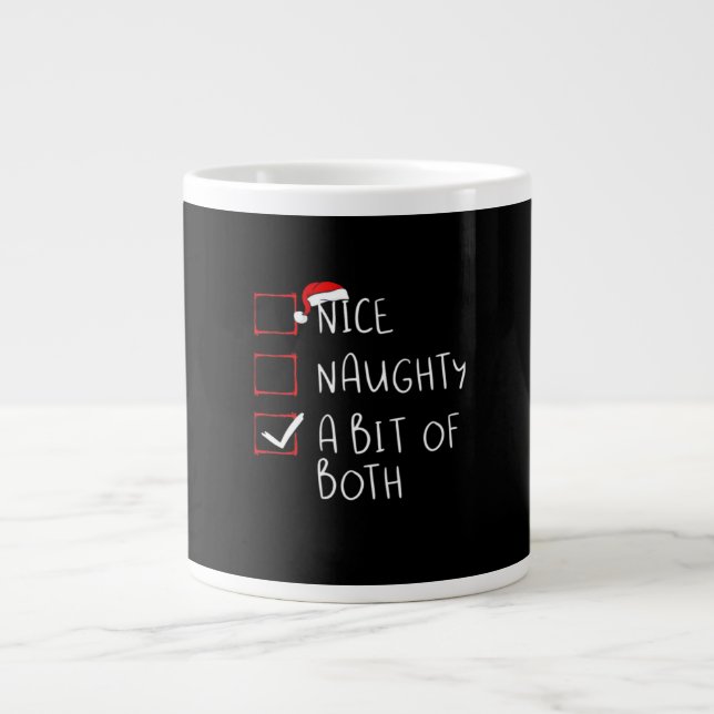 Nice Naughty Santa Hat Humor Vibe  Large Coffee Mug (Front)