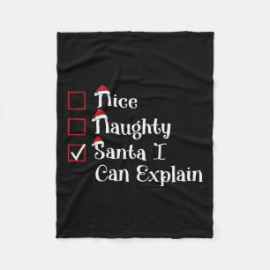 Nice Naughty Santa I Can Explain Cute Christmas Fleece Blanket
