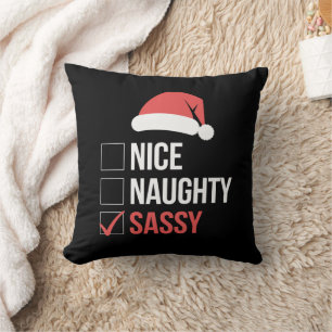 Nice Naughty Sassy Christmas List Cushion