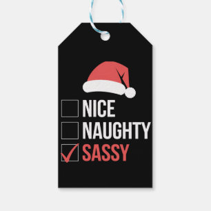Nice Naughty Sassy Christmas List Gift Tags
