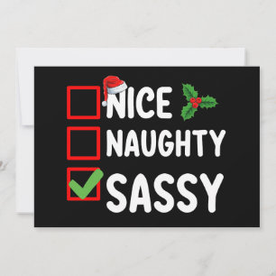 Nice Naughty Sassy Christmas List Santa Holiday Invitation