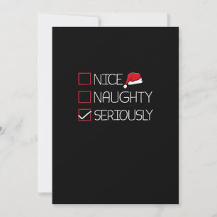 Nice Naughty Seriously Christmas Modern Style Holiday Card
