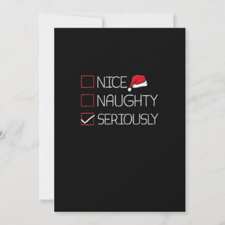 Nice Naughty Seriously Christmas Modern Style Holiday Card