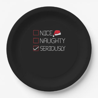 Nice Naughty Seriously Christmas Modern Style  Paper Plate