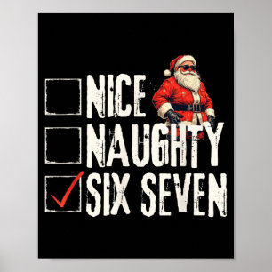 Nice Naughty Six Seven Brainrot Meme 67 Santa Funn Poster