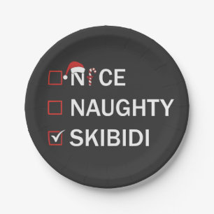 Nice Naughty Skibidi Funny Christmas Gen Alpha Paper Plate