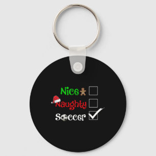 Nice Naughty Soccer Football Santa Christmas Pyjam Key Ring