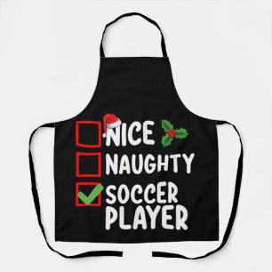 Nice Naughty Soccer Player Christmas Holiday Apron