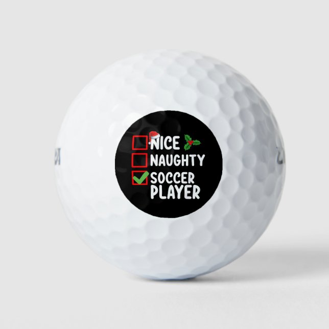 Nice Naughty Soccer Player Christmas Holiday Golf Balls (Front)