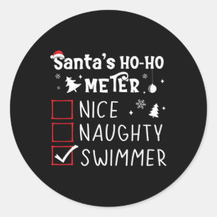 Nice Naughty Swimmer Christmas List Swimming Funny Classic Round Sticker