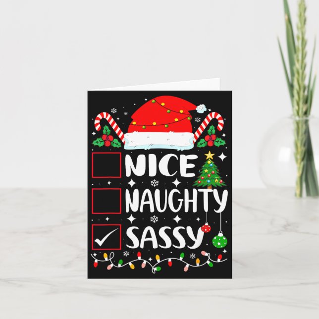Nice Naughty Sy Christmas List  Card (Front)
