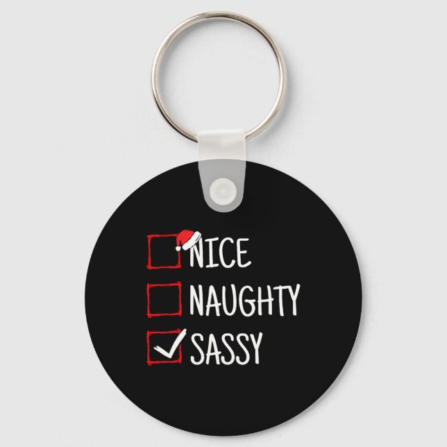Nice Naughty Sy Funny Christmas  Key Ring (Front)