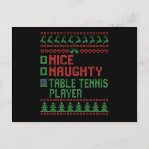 Nice Naughty Table Tennis Player Funny Christmas Postcard