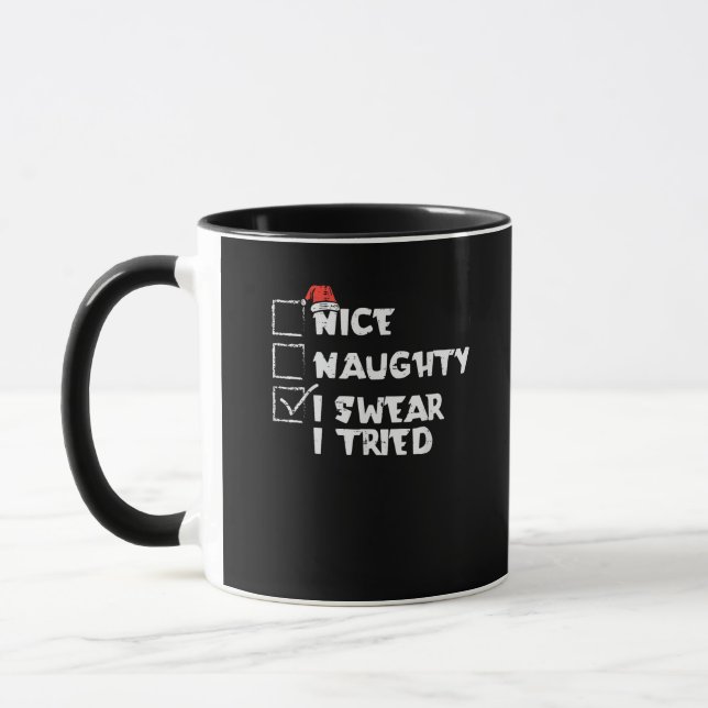 Nice Naughty Tried My Best Holiday Humor Mug (Left)