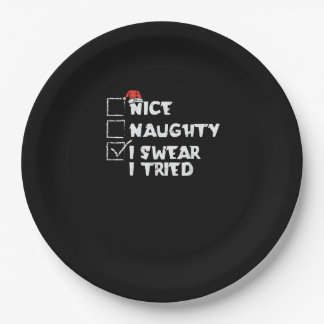 Nice Naughty Tried My Best Holiday Humor Paper Plate