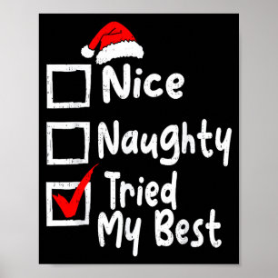 Nice Naughty Tried My Funny Christmas List Family  Poster