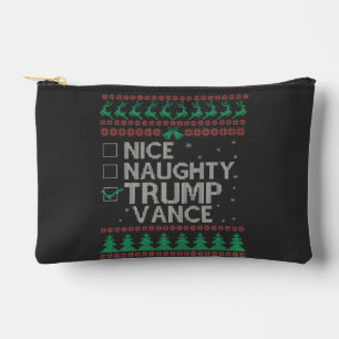 Nice Naughty Trump Vance Election Ugly Sweater  Accessory Pouch