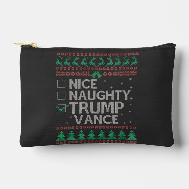 Nice Naughty Trump Vance Election Ugly Sweater  Accessory Pouch (Front)