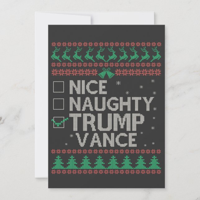 Nice Naughty Trump Vance Election Ugly Sweater  Invitation (Front)