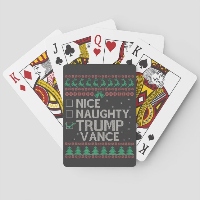Nice Naughty Trump Vance Election Ugly Sweater  Playing Cards (Back)