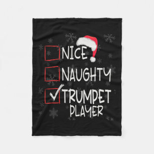 Nice Naughty Trumpet Player List Christmas Santa C Fleece Blanket
