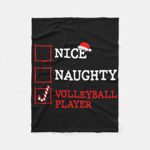Nice Naughty Volleyll Player Christmas Santa Funny Fleece Blanket