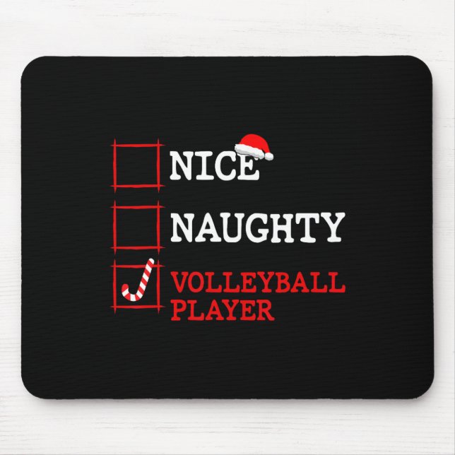 Nice Naughty Volleyll Player Christmas Santa Funny Mouse Pad (Front)