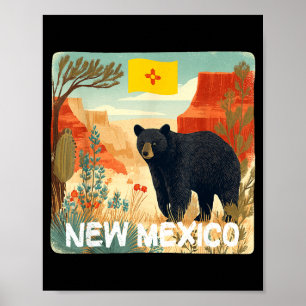 Nice new mexico nature with bear animal graphic poster