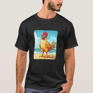 Nice Ocean Chicken with Beach Costume for Sunglass T-Shirt