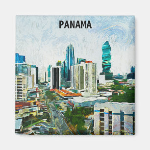 Nice Panama City Oil Paint Cityscape Magnet