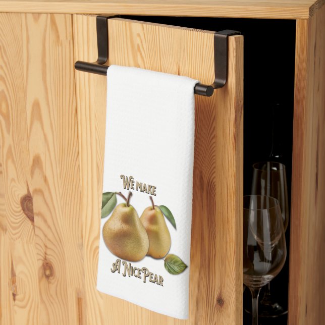 "Nice Pear!" Kitchen Pun  Tea Towel (Thirds Fold)